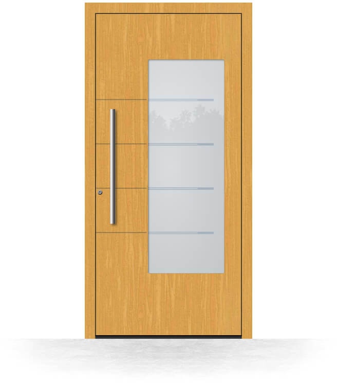 Haustür Holz mit großem Glaseinsatz, Fichtenholz, Fichte Hell 110,  95 x 190 cm, Modell Ludwigshafen, individuell konfigurieren