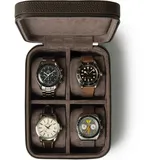 TAWBURY Leder-Uhrenbox mit 4 Fächern – Elegante und sichere Aufbewahrung für Ihre Uhren (Braun)