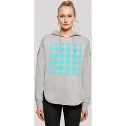 Kapuzenpullover F4NT4STIC "Hahnentritt Karo blau", Damen, Gr. M, grau, Obermaterial: 100% Baumwolle, casual, oversize, Langarm, Pullover, Print