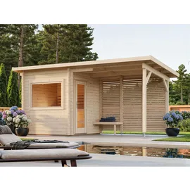 Palmako Sauna Sanna 490 x 210 cm Lackiert Grau-Anthrazit FSC®