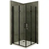 iflair I-flair Duschkabine Belle Eck-Duschkabine mit Falttür 80 x 80 cm schwarz Sicherheitsglas DK63
