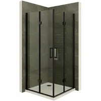 iflair I-flair Duschkabine Belle Eck-Duschkabine mit Falttür 80 x 80 cm schwarz Sicherheitsglas DK63