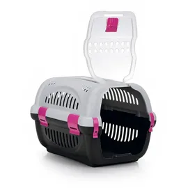 beeztees Rhino Haustiertransportbox - Grey / Pink - 51x34.5x33 cm