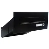 Letterbox24.de D-041 Mauerdurchwurf Briefkasten in RAL 9005 mit Klingel (Tiefe: 23-38 cm)