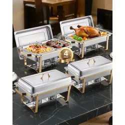 VEVOR Chafing Dish Set Speisenwärmer Edelstahl 7,5L/4L Buffet Gold Hochzeit