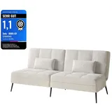 COMHOMA Schlafsofa mit Schlaffunktion, Futonbezug ausklappbar, ecksofa, Couch Gästebett, 3-Sitzer mit verstellbare Rückenlehne aus Kords... - Weiß
