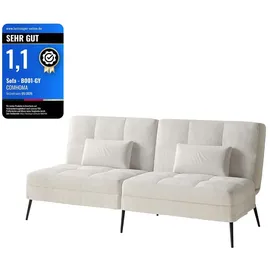 COMHOMA Schlafsofa mit Schlaffunktion, Futonbezug ausklappbar, ecksofa, Couch Gästebett, 3-Sitzer mit verstellbare Rückenlehne aus Kords... - Weiß