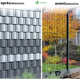 VOUNOT Sichtschutzstreifen 140 x 19 cm grau PVC 80 St.