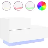 vidaXL Nachtschrank mit LED-Leuchten 70 x 36 x 40,5 cm Weiß