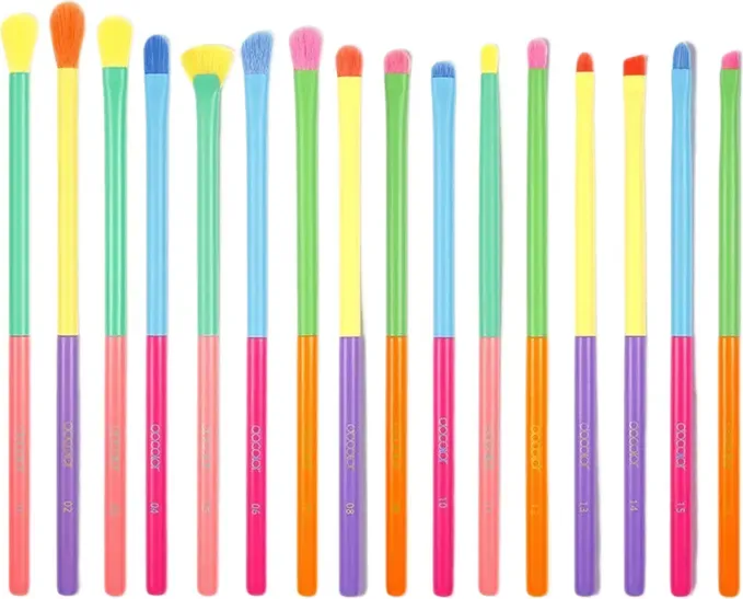 docolor Dream of Color 16-teiliges, farbenfrohes Augen-Make-up-Pinselset