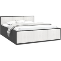 Bett PANAMA 120x200 cm mit Lattenrost Grau Weiß Polster Bettkasten