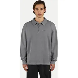 Oversized Langarm-Poloshirt Signar Grau L