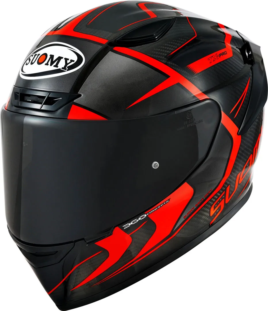 Suomy TX-Pro Advance Carbon, casque intégral - Noir/Rouge Néon - XL