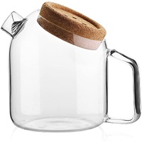 CAPRIZ Glas-Teekessel Teekanne mit Korkdeckel, 800 ml klares Glas Heiß- und Kaltwasserkrug, Kaltwasserflasche Behälter Saftglas, Wasserkaraffe mit Griff für Saft Eistee