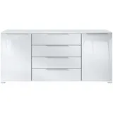 Vladon Linio V2 166,5 x 75,5 x 35 cm Weiß matt/Weiß Hochglanz