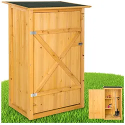 tectake® Gartenschrank mit Flachdach, aus imprägniertem Nadelholz, Dachpappe aus Bitumen, 75 x 56 x 118 cm