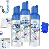 Rohrreiniger-Schaum, Abflussreiniger mit Tube, Sichere und sanfte Formel, Abflussreiniger für Waschbecken, Toiletten, Küche und Waschbecken, Schnell und effektiv, 60 ml (3STÜCK)