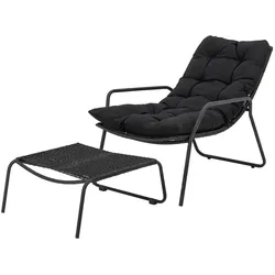 Bloomingville Garten Liegestuhl Boel, L100xH77xB66 cm, mit Hocker