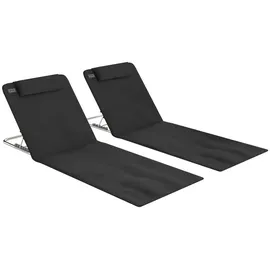 Outsunny Höhenverstellbare Strandliege 134 x 48 x 33-43 cm Schwarz