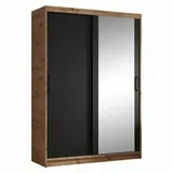 beautysofa Schwebetürenschrank HELA 120 x 205 x 60 cm Schwarz