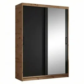 beautysofa Schwebetürenschrank HELA 120 x 205 x 60 cm Schwarz