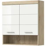 inn.furn Badezimmer Hängeschrank weiß Hochglanz Eiche 74 x 79 cm - Weiß, Naturbelassen