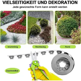 Woltu Flexible Rasenkante Kunststoff mit 30 Erdanker, Garten Beeteinfassung Länge 10 m, Höhe 5 cm, Rasenbegrenzung Wurzelsperre System Grau