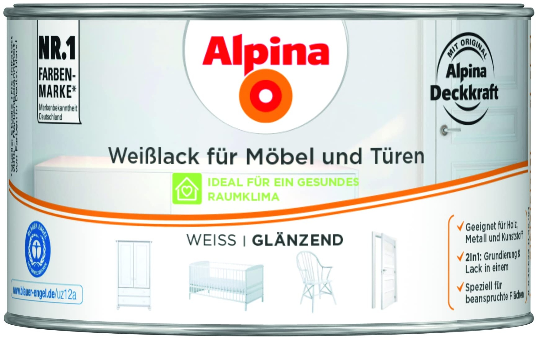Alpina Weißlack für Möbel und Türen 300ml glänzend