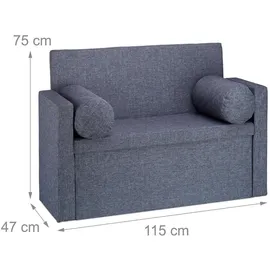 Relaxdays Polsterbank Grau 75 x 115 x 47 cm