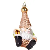 Brubaker Zwerg mit Geschenk - Handbemalte Weihnachtskugel aus Glas