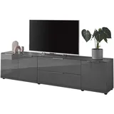 Die Möbelfundgrube Santorin TV-Lowboard 226 x 55 x 40 cm Anthrazit Glas