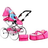 Baby Retro Kinderwagen für Puppen 2in1 New Baby Natálka rosa - Rosa