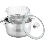 4big.fun Frittiertopf 6,5 L Edelstahl Glasdeckel Induktion Friteuse Pommestopf Fritöse