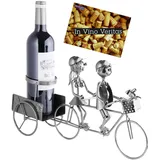 BRUBAKER Flaschenhalter Paar auf Tandem Fahrrad Metall Skulptur mit Geschenkkarte