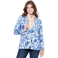 Ulla Popken Blazer royalblau | hellblau / weiß 46