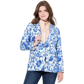 Ulla Popken Blazer royalblau | hellblau / weiß 46