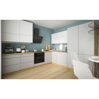 L-Form Küchenzeile AVELLINO 290x305cm eiche artisan weiß grau Acryl 77125520