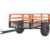 Schwerlast-Rasentraktor Kippanhänger - 680 kg Tragkraft - Kippbare Ladefläche - Abklappbare Seitenwände - Oranger ATV UTV Anhänger