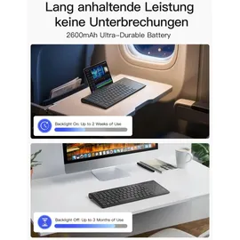 Inateck Tablet Tastatur, 2-IN-1 Ziffernblock&TouchpadVersteckter Ständer, 3 BT-Kanäle, 7-Farben Hintergrundbeleuchtung,Kompatibel mit iPadOS/Samsung/Android/Windows