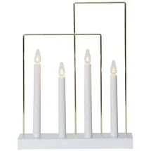 EGLO Lichterbogen Weihnachten mit 4 Glühbirnen, Fensterleuchter in Weiß mit Metall-Elementen in Messing, Schwibbogen mit Kabel, E10, warmweiß