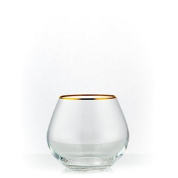 Crystalex Whiskyglas Viola gold Whiskygläser 340 ml 6er Set, Goldrand, Kristallglas
