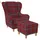 Supellex Ohrensessel Sofia Oxford kariert Rot 70 x 100 x 80 cm Rot mit Hocker
