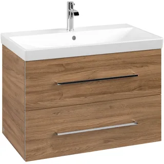 Waschtischunterschrank A89100RH 78x51,4x45,2cm, 2 Auszüge, wandhängend, Kansas Oak