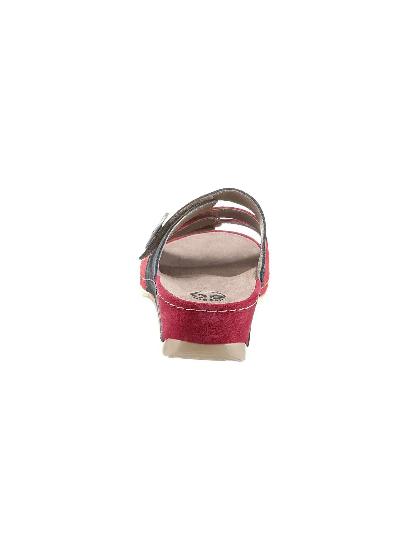 Pantolette MUBB, Damen, Gr. 39, rot (rot, grau), Veloursleder, Schuhe Pantolette