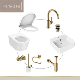 Lenz Gästebad-Set 'Perfect Fit' weiß/gold 8-teilig