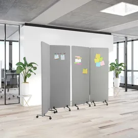 HJH Office Mobiles Akustik-Trennwand-System FLEXMIUT 2er Set hellgrau