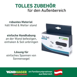 WINDHAGER Seilzugset für Sonnensegel, Zubehörset für Sonnenschutz, Komplettset, Montageset