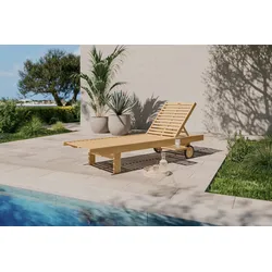 Ploß Archimedes Gartenliege, Teakholz, 200 x 70 cm, FSC-zertifiziert, Rückenlehne 4-fach verstellbar & rollbar