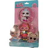 New LOL Suprise Puppen Little Sister Orange Haare mit Haustier Katze 2er Set