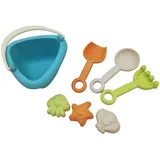 alldoro 60175 – Mein erstes Sandspielzeug Mini – 7 TLG. – Kunststoff-Weizenstroh-Mix, buntes Set für Kinder ab 18 Monaten mit Eimer